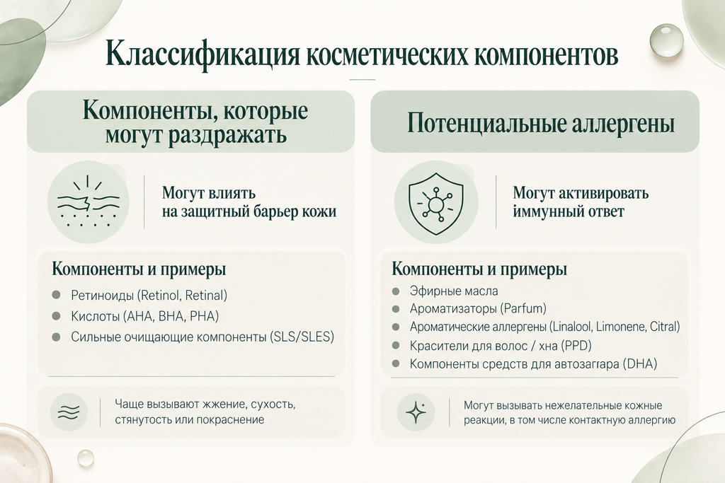 Классификация косметических компонентов