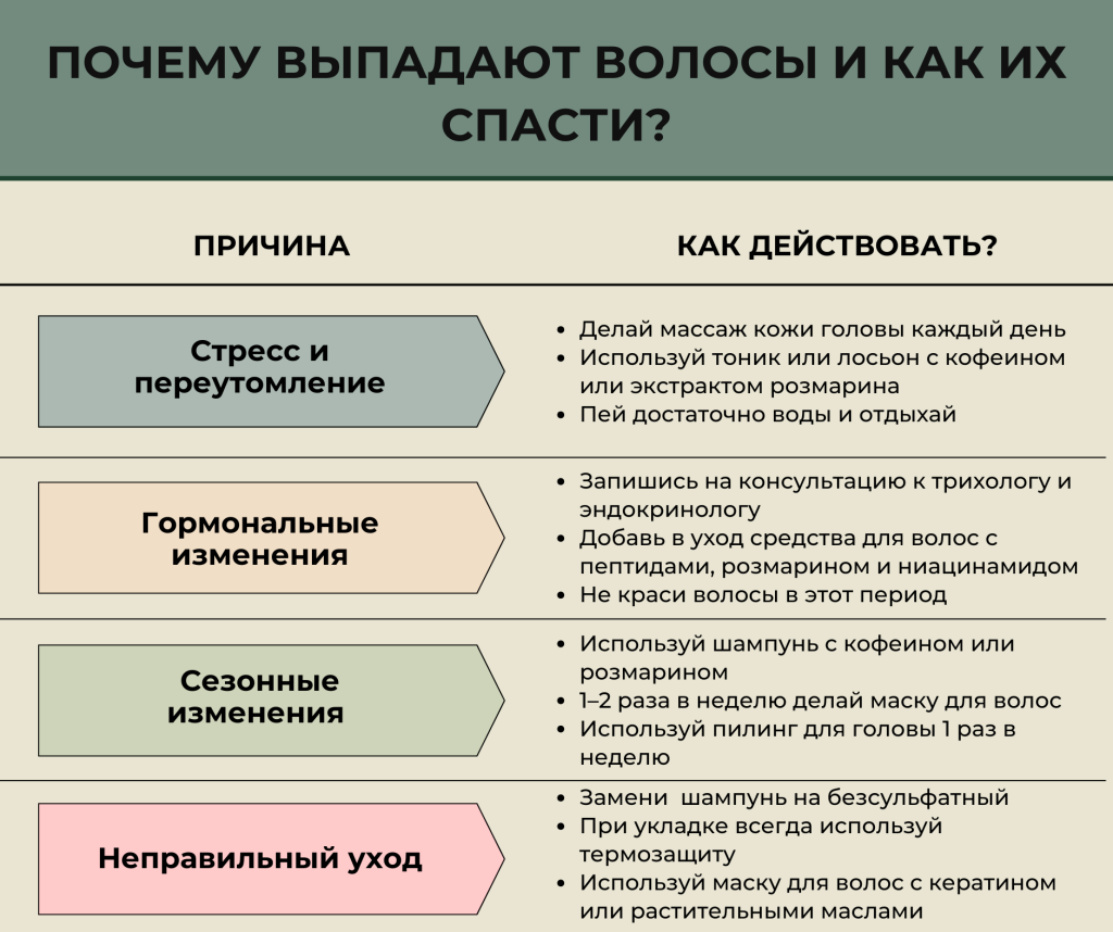 Инфографика «Как остановить выпадение волос»