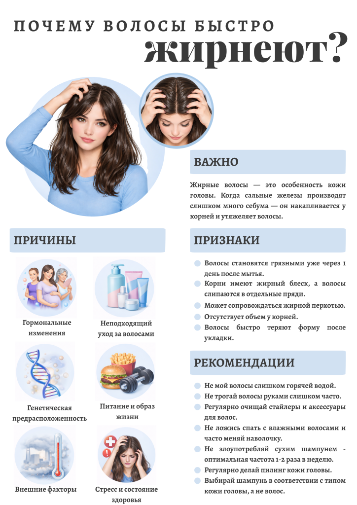 Почему волосы быстро жирнеют? - причины, признаки, рекомендации