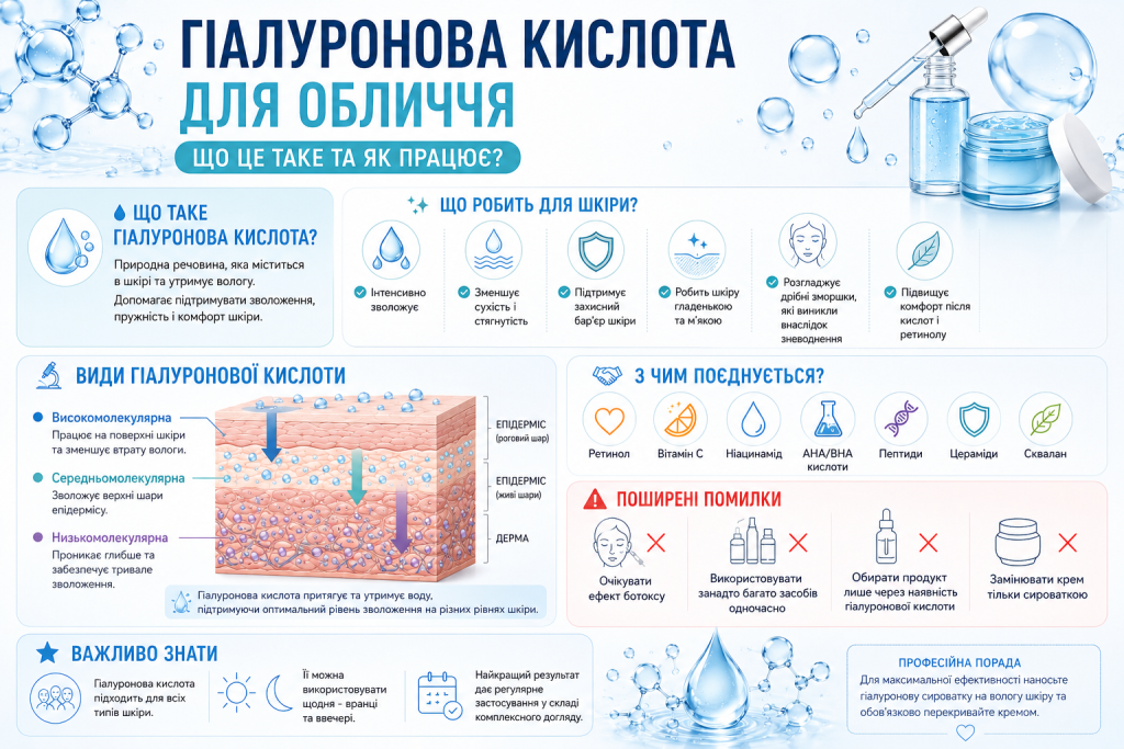 Гіалуронова кислота для обличчя: інфографіка