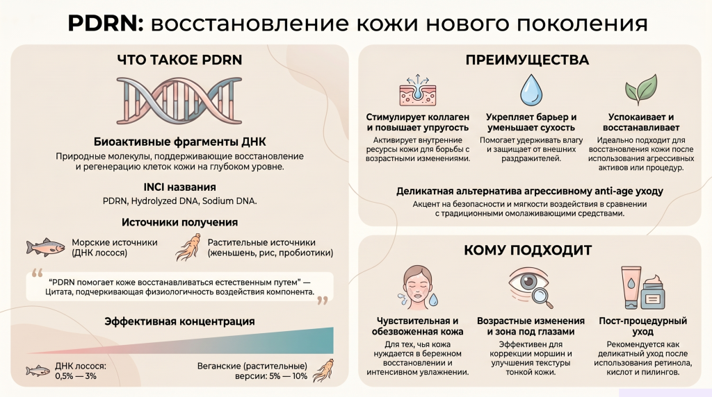 Полинуклеотиды (PDRN) в косметике: действие, свойства и применение