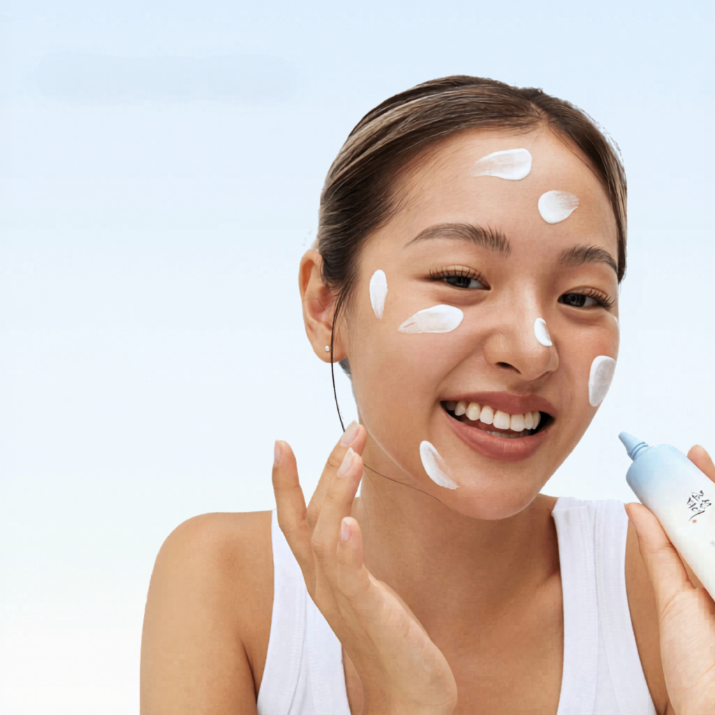 Beauty of Joseon - Relief Sun Aqua - Fresh : Rice + B5 SPF50+ PA++++ - текстура на обличчі