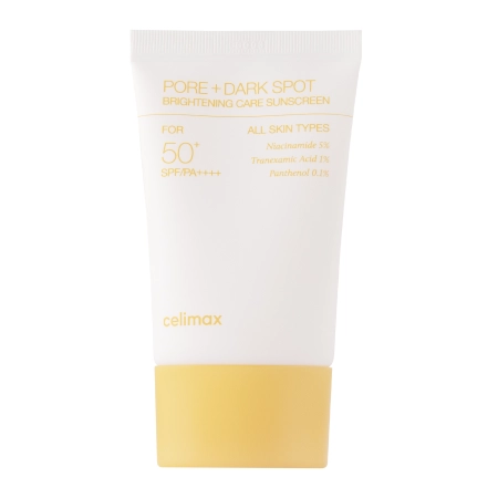 1
Описание
Состав
Остережения
Отзывы
Экология
Вопрос
Celimax - Pore+Dark Spot Brightening Care Sunscreen
Солнцезащитный крем с SPF50+ PA++++
Celimax - Pore+Dark Spot Brightening Care Sunscreen - крем для защиты кожи лица от вредного воздействия UVA и UVB лучей. Содержит смесь химических фильтров, которые гарантируют защиту от солнца на уровне SPF 50+ PA++++. Формула продукта обогащена ниацинамидом, транексамовой кислотой и аденозином, которые вместе осветляют поствоспалительные и солнечные пигментные пятна и усиливают антиоксидантное действие крема. В дополнение, пантенол успокаивает раздражение и воспаление. Крем имеет легкую текстуру, не выбеливает кожу.
Активные компоненты:
ниацинамид - антиоксидант, уменьшает заметность имеющихся пигментных пятен и предотвращает образование новых, регулирует работу сальных желез,
транексамовая кислота - осветляет пигментацию, осветляет кожу, выравнивает тон,
химические фильтры - защищают от вредного воздействия УФ-излучения и фотостарения,
пантенол - ускоряет заживление, успокаивает раздражение, увлажняет,
аденозин - задерживает процессы старения, выравнивает тон кожи.
Действие средства:
защищает от солнца,
увлажняет,
осветляет имеющиеся пигментные пятна и предотвращает образование новых.
Наш косметолог рекомендует средство для:
всех типов кожи,
кожи с пигментацией,
жирной кожи.
Способ использования: Нанести необходимое количество средства на очищенную и тонизированную кожу лица и шеи. Использовать во время утреннего ухода.
Перед первым использованием выполните тест на аллергию. Проверьте наш тест на аллергию, чтобы узнать больше.
Объём: 50 ml
Срок годности: 12 месяцев после открытия.
Производитель: Южная Корея.
Celimax - Pore+Dark Spot Brightening Care Sunscreen - Осветляющий солнцезащитный крем