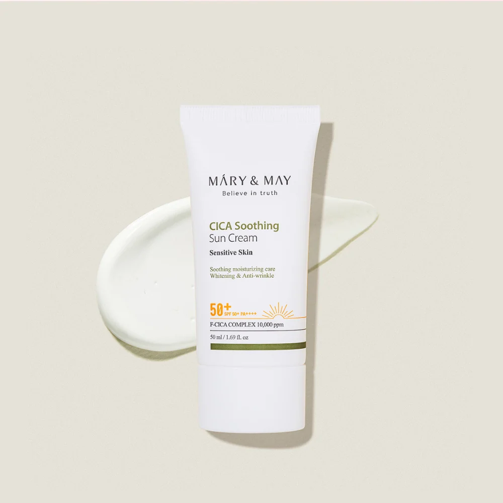 Mary&May - Cica Soothing Sun Cream SPF50+/PA++++ - Заспокійливий та зволожувальний сонцезахисний крем