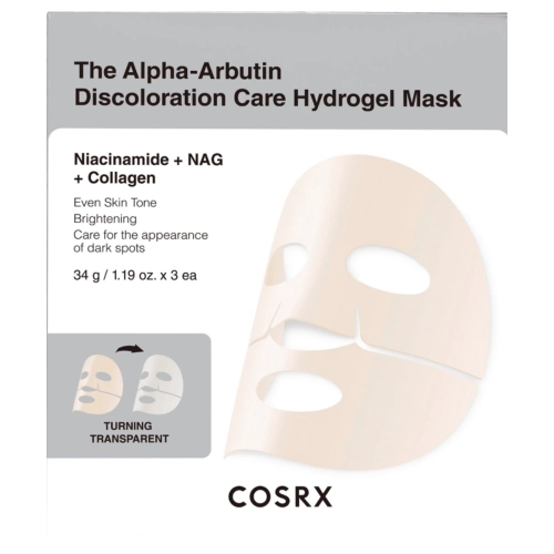 COSRX - Arbutin Discoloration Hydrogel Mask - Набор гидрогелевых осветляющих масок с альфа-арбутином - 34gx3шт