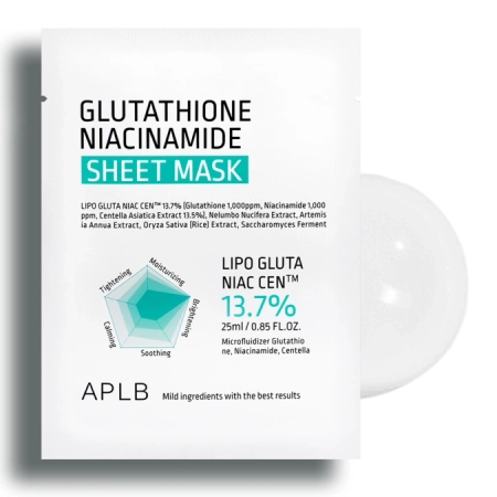 APLB - Glutathione Niacinamide Sheet Mask - Освітлювальна тканинна маска для обличчя - 1шт./25ml