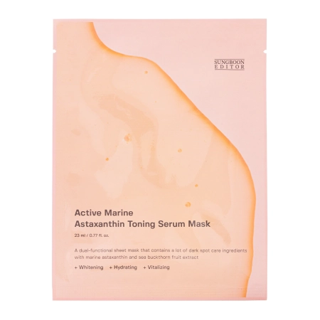 Sungboon Editor - Active Marine Astaxanthin Toning Serum Mask - Освітлювальна тканинна маска для обличчя - 1шт./23ml