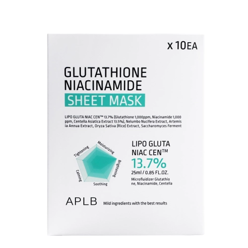 APLB - Glutathione Niacinamide Sheet Mask Set - Набір освітлювальних тканинних масок для обличчя - 10x25ml