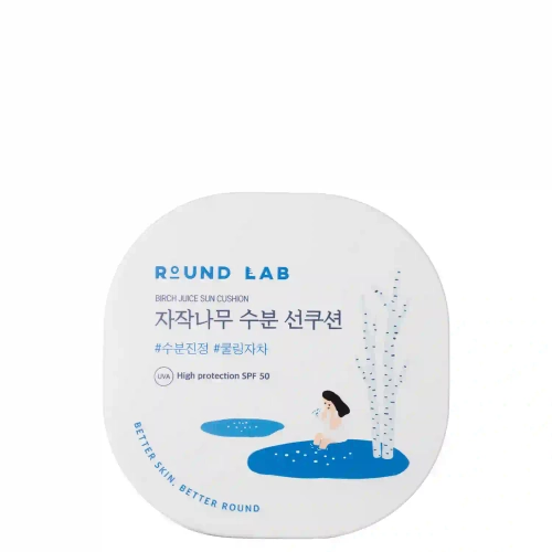 Round Lab - Birch Juice Moisturizing Sun Cushion SPF50 - Зволожувальний сонцезахисний крем з соком берези - 15g