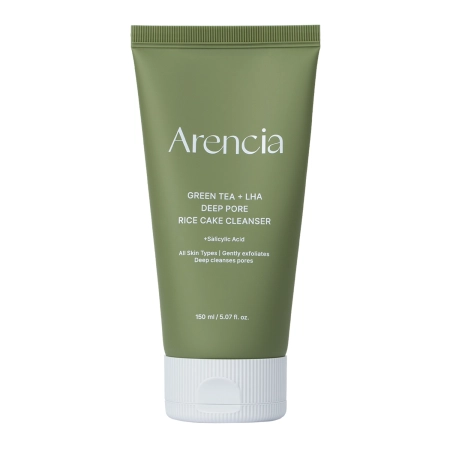 Arencia - Green Tea + LHA Deep Pore RIice Cake Cleanser - Гель для вмивання обличчя із зеленим чаєм - 150ml