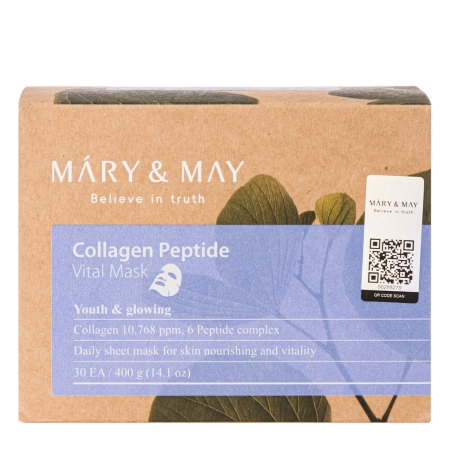 Mary&May - Collagen Peptide Vital Mask - Набір зміцнювальних тканинних масок для обличчя - 30шт
