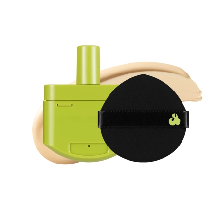 Unleashia - Satin Wear Healthy-Green Cushion - Поповнення + Спонж - Сатиновий тональний кушон - 21N Eburnean - 15g