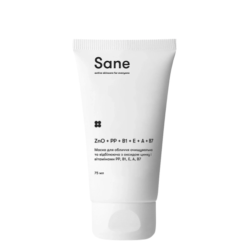 Sane - Cleansing And Whitening Mask - Очищувальна та освітлювальна маска з оксидом цинку та вітамінами - 75ml