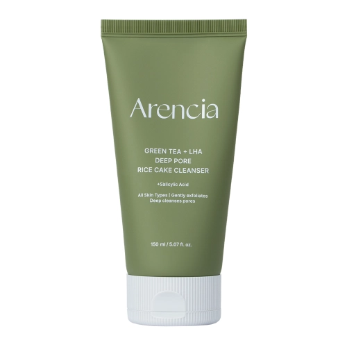 Arencia - Green Tea + LHA Deep Pore RIice Cake Cleanser - Гель для умывания лица с зеленым чаем - 150ml