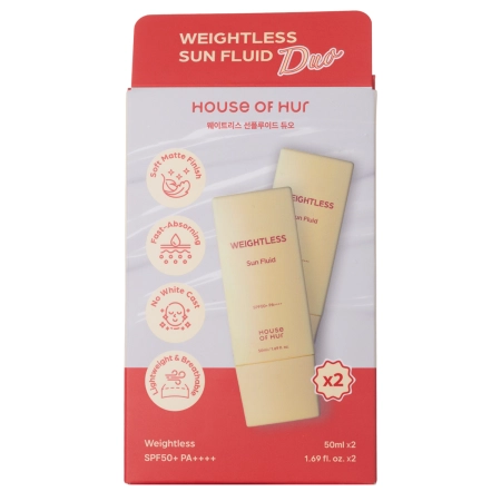House of Hur - Weightless Sun Fluid Duo Set SPF 50+ PA++++ - Лёгкий солнцезащитный флюид для лица - Набор 2×50ml