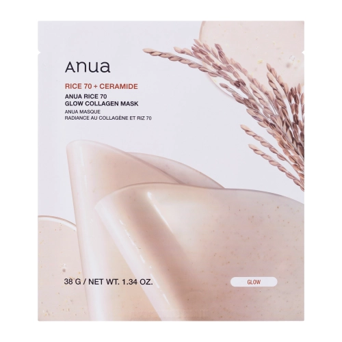 Anua - Rice 70 Glow Collagen Mask - Колагенова маска для сяйва шкіри обличчя - 38g