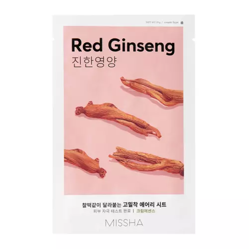 Missha - Airy Fit Sheet Mask - Red Ginseng - Питательная тканевая маска с экстрактом красного женьшеня - 19g