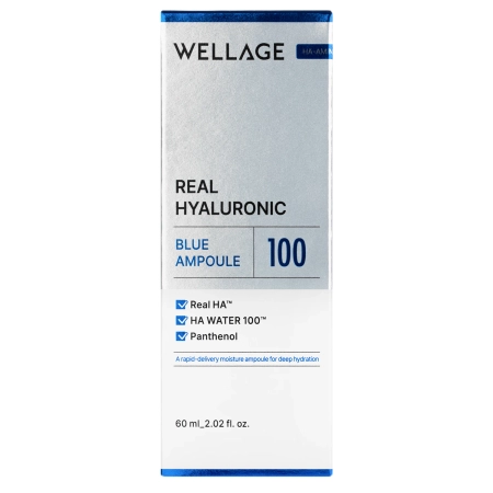 WELLAGE - Real Hyaluronic Blue 100 Ampoule - Інтенсивно зволожувальна ампула для обличчя - 60ml