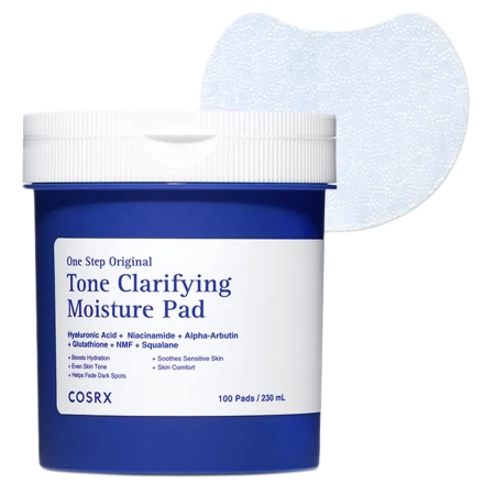 COSRX - One Step Original Tone Clarifying Moisture Pad - Зволожувальні та очищувальні педи для обличчя - 230ml/100шт