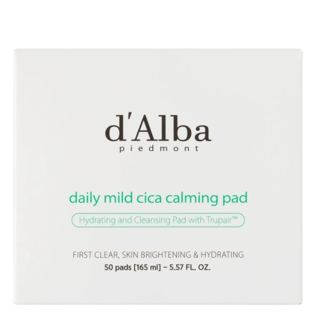 d’Alba - Daily Mild Cica Calming Pad - Заспокійливі педи для обличчя з центеллою азіатською - 50шт