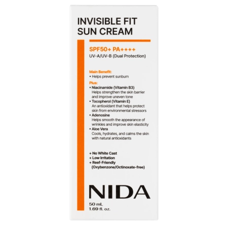 NIDA - Invisible Fit Sun Cream - Солнцезащитный крем для лица - 50ml
