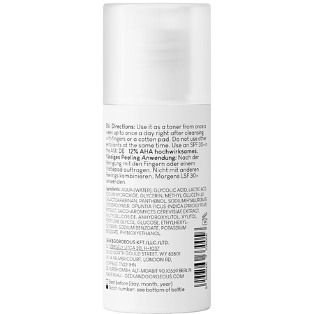 Geek & Gorgeous - Эксфолиант с 12% гликолевой и молочной кислоты - Smooth Out - 30ml