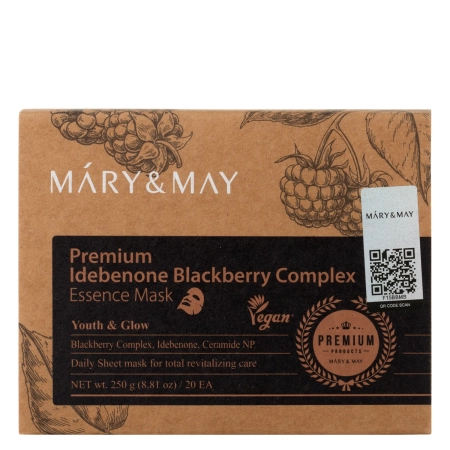 Mary&May - Premium Idebenon Blackberry Complex Essence Mask - Набір тканинних масок для обличчя - 20шт.