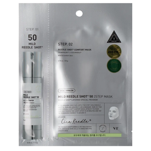 VT Cosmetics - Mild Reedle Shot 50 2Step Mask - Зміцнювальна тканинна маска для обличчя - 1,5g+20g