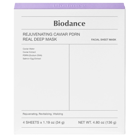 Biodance - Rejuvenating Caviar PDRN Real Deep Mask - Набір колагенових масок для обличчя з PDRN - 4шт/34g