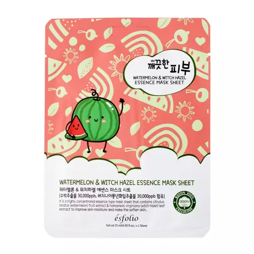 Esfolio - Pure Skin Watermelon & Witch Hazel Essence Mask Sheet - Зволожувальна тканинна маска з екстрактом кавуна - 25ml