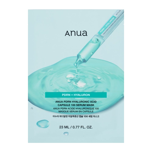 Anua - PDRN + Hyaluron 100 Serum Mask - Увлажняющая и осветляющая тканевая маска - 23ml