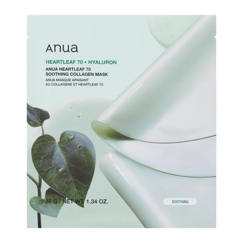 Anua - Heartleaf 70 Soothing Collagen Mask - Заспокійлива колагенова маска для обличчя - 38g