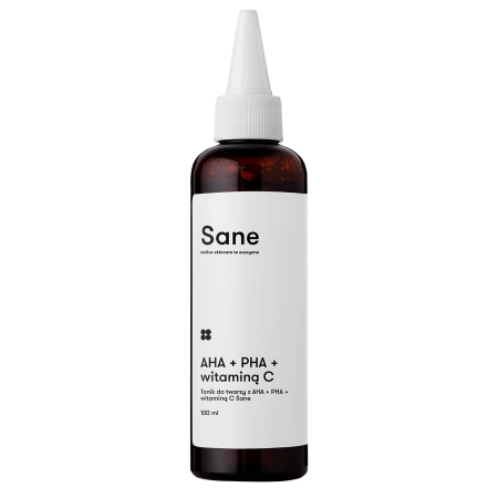 Sane - Face Toner PHA + AHA + Vitamin C 2% Purifying Glow Solution - Отшелушивающий тоник для придания сияния - 100ml