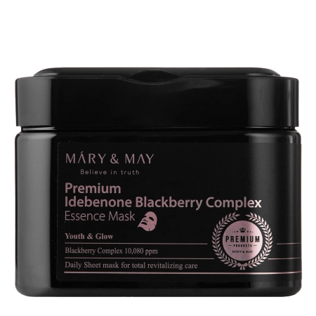 Mary&May - Premium Idebenon Blackberry Complex Essence Mask - Набір тканинних масок для обличчя - 20шт.