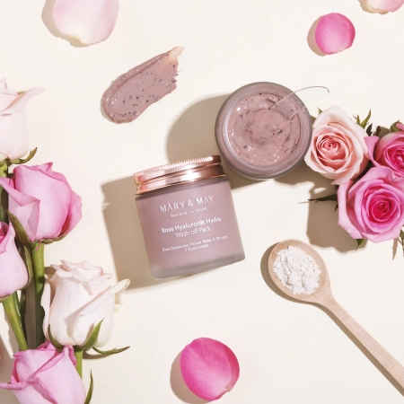 Mary&May - Rose Hyaluronic Hydra Wash off Pack - Увлажняющая глиняная маска - 125g