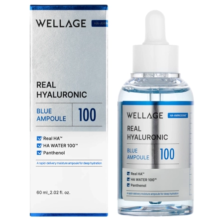 WELLAGE - Real Hyaluronic Blue 100 Ampoule - Интенсивно увлажняющая ампула для лица - 60ml