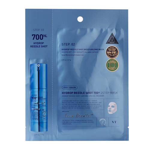 VT Cosmetics - Hydrop Reedle Shot 700hL 2-Step Mask - Зволожувальна тканинна маска для обличчя - 1,5g+27g
