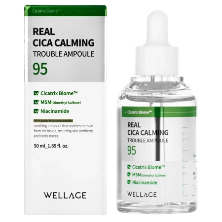 WELLAGE - Real Cica Calming 95 Trouble Ampoule - Успокаивающая ампула для лица - 50ml