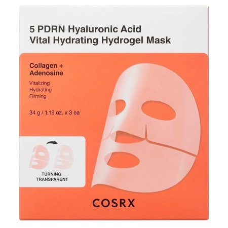 COSRX - 5 PDRN Hyaluronic Acid Vital Hydrating Hydrogel Mask - Набор увлажняющих гидрогелевых масок - 34g x 3шт