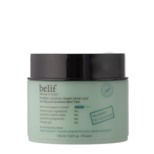 Belif - Problem Solution Vegan Toner Pad - Успокаивающие пэды для лица с экстрактом чайного дерева - 70шт./150ml