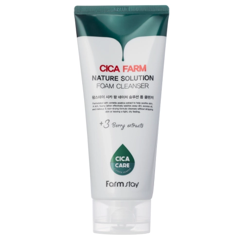 Farmstay - Cica Farm Nature Solution Cleansing Foam - Очищувальна пінка для вмивання обличчя з центеллою азіатською - 180 ml