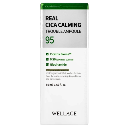WELLAGE - Real Cica Calming 95 Trouble Ampoule - Заспокійлива ампула для обличчя - 50ml