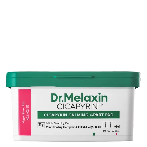 Dr.Melaxin - Cicapyrin Calming 4-Part Pad - Заспокійливі педи для обличчя з охолоджувальним комплексом - 80шт.