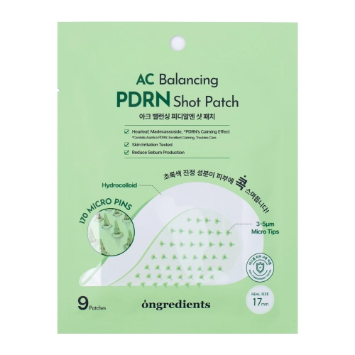 Ongredients - AC Balancing PDRN Shot Patch - Успокаивающие пластыри от высыпаний с микроиглами - 9шт