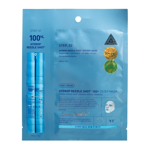 VT Cosmetics - Hydrop Reedle Shot 100hL 2-Step Mask - Увлажняющая гидрогелевая маска для лица - 1,5g+27g