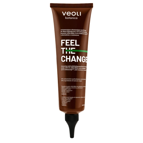 Veoli Botanica - FEEL THE CHANGE - Очищающий-отшелушивающий пилинг для себорейной кожи с комплексом кислот AHA/BHA 4%, Defenscalp 0,5% и экстрактом розмарина - 150ml