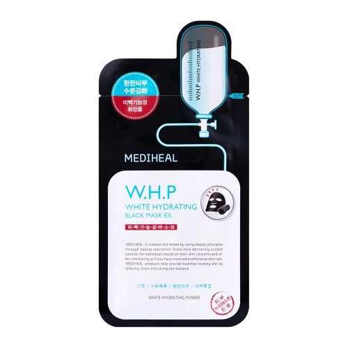Mediheal - W.H.P White Hydrating Black Mask EX - Осветляюще-увлажняющая тканевая маска с активированным углем - 1шт./27ml