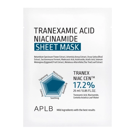 APLB - Tranexamic Acid Niacinamide Sheet Mask - Осветляюще-увлажняющая тканевая маска для лица - 1шт./25ml
