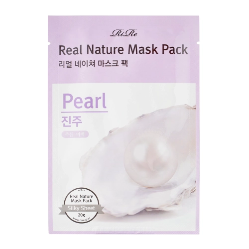 RiRe - Real Nature Mask Pack Pearl - Зволожувальна тканинна маска для обличчя - 1шт./20g