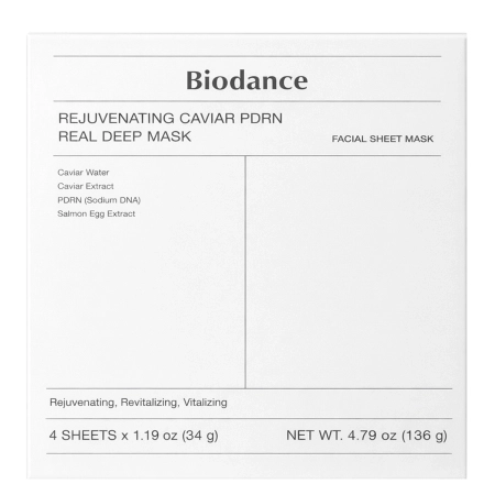 Biodance - Rejuvenating Caviar PDRN Real Deep Mask - Набір колагенових масок для обличчя з PDRN - 4шт/34g
